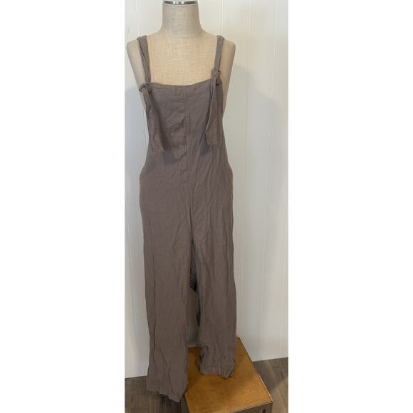Forever 21+ Jumpsuit Womens 1X Tie Strap Wide Leg Overalls Boho Casual Pants - Picture 1 of 6